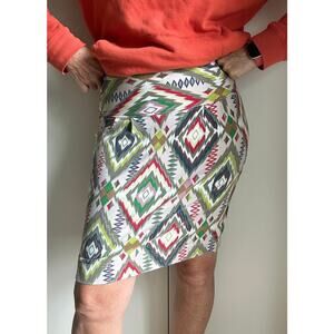 Free People Size Small Multicolor Aztec Tribal Ikat Mini Pencil Skirt Boho
